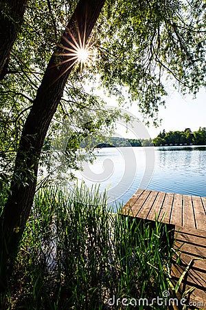 Circular route on WeÃŸlinger lake, summer time Stock Photo